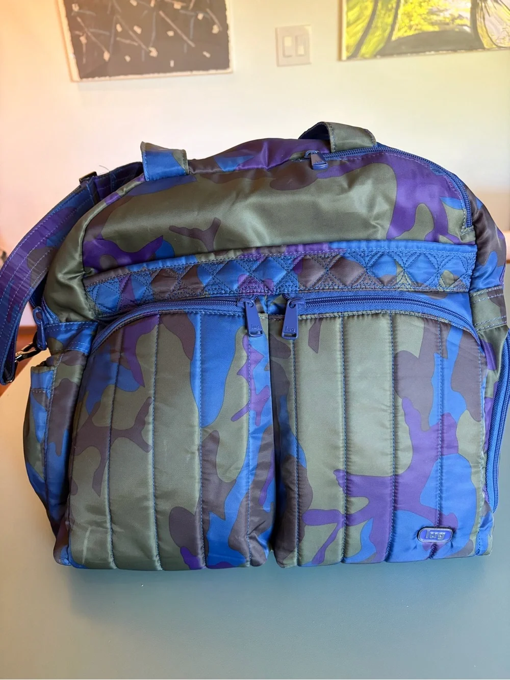 Lug Boxer Duffel Bag Blue Green Purple Camo Print